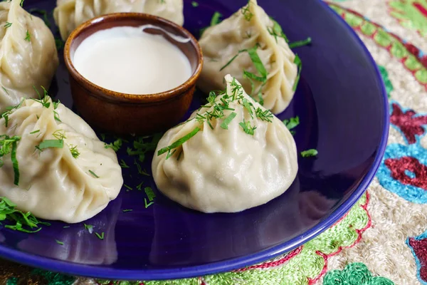 Knödel, Manti - traditionelles Fleischgericht — Stockfoto