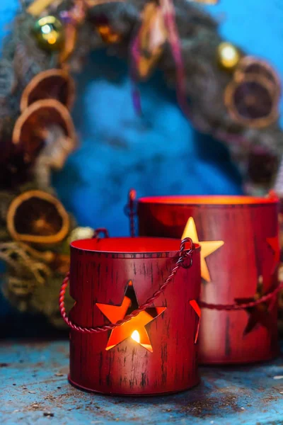 Velas de Natal, Decoração — Fotografia de Stock