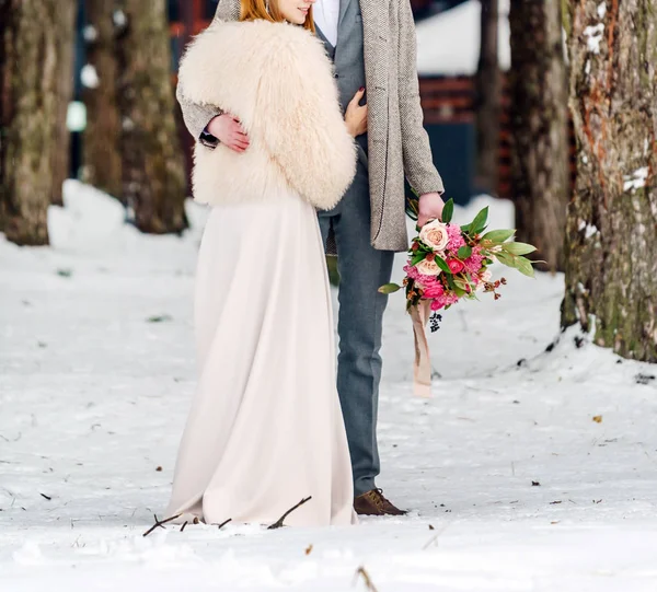 Casamento Inverno Jovem Noiva Virilha — Fotografia de Stock