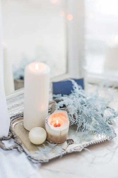 Kerst kaarsen, decor — Stockfoto