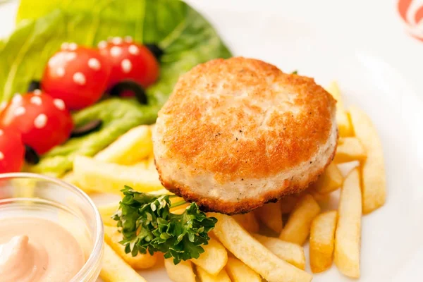 french fries with cutlet for kids