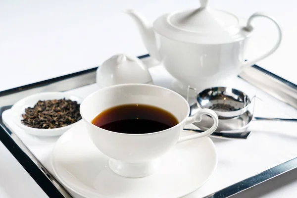 Chá preto na xícara — Fotografia de Stock