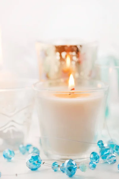 白色圣诞蜡烛 — 图库照片