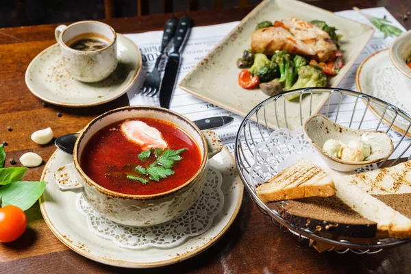 Tablo Restaurant Akşam Yemeği Yakın Çekim — Stok fotoğraf