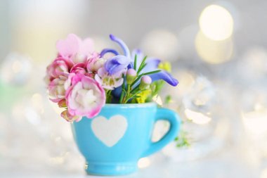 Kupası çiçekli mavi, yakın çekim