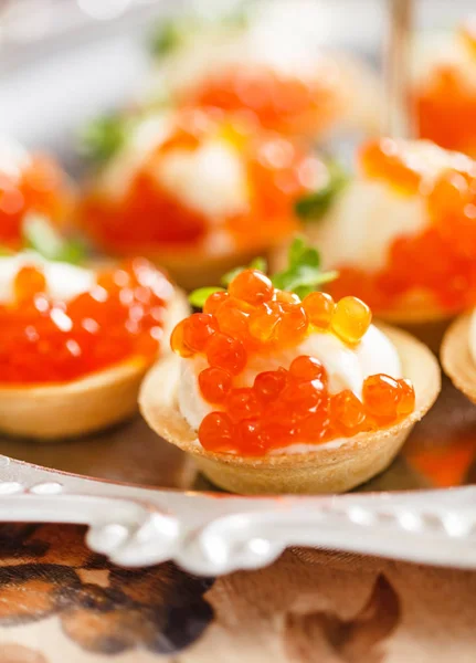 Fresh Delicious Canape Caviar Close — Stock Photo, Image