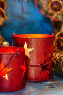 Masada, yanan Noel mumlar yakın çekim