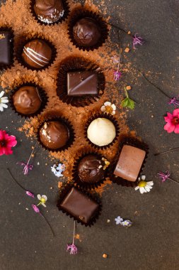 çiçekler, çikolata tatlı yakın çekim