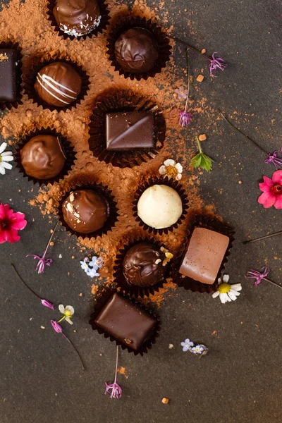 çiçekler, çikolata tatlı yakın çekim