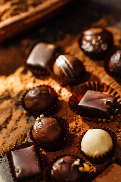 Κεράσματα Σοκολάτας Κακάο Κοντινό Πλάνο — Φωτογραφία Αρχείου