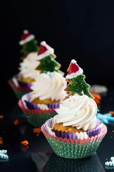 Dulces Cupcakes Navidad Cerca —  Fotos de Stock