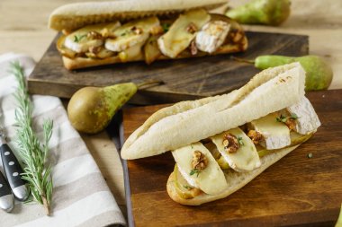 ciabatta armut ve peynir, yakın çekim