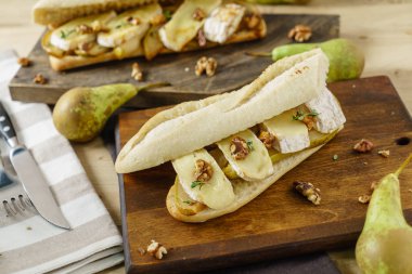 ciabatta armut ve peynir, yakın çekim