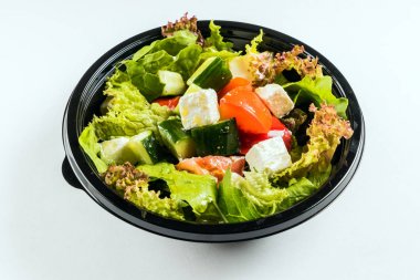 Yunan salatası izole, yakın çekim