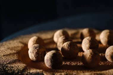 tatlı çikolata truffles, yakın çekim
