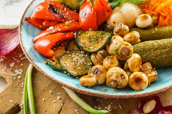 Preserved Grilled Vegetables Close — Stock Photo, Image