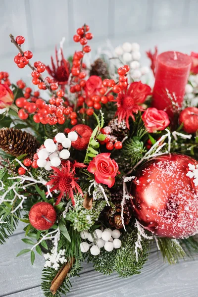 Weihnachtliche Floristische Komposition Nahaufnahme — Stockfoto