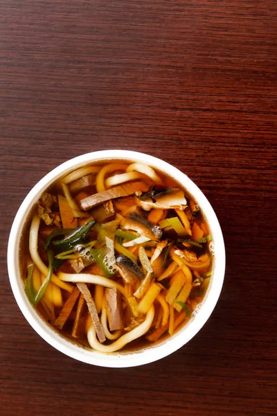 Азиатский Суп Деревянном Фоне — стоковое фото