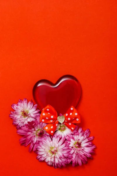 Červená Valentine Srdce Červeném Pozadí — Stock fotografie
