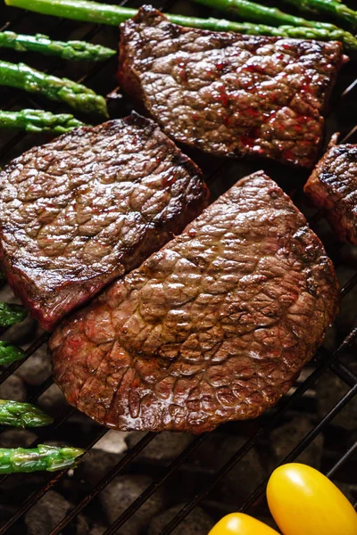 Cooking Steak Barbeque Close — Stock Photo, Image
