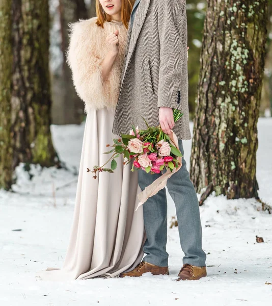 Téli Esküvő Erdőben — Stock Fotó