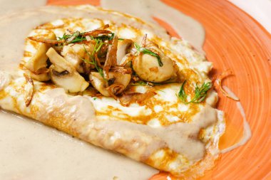 mantar, taze omlet yakın çekim