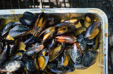 lezzetli kızarmış midye otlar, yakın çekim