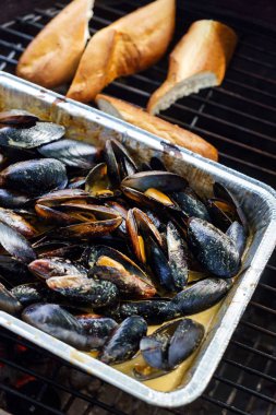 lezzetli kızarmış midye otlar, yakın çekim