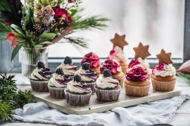 yıldız ile cupcakes berry, yakın çekim