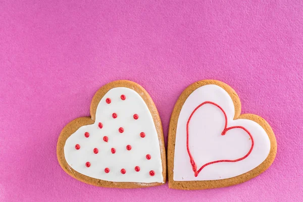 Gingerbread Valentine Day Pink Background — Stock Photo, Image