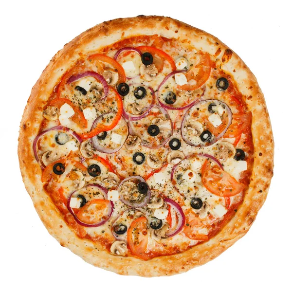 Pizza Izolovaných Bílém Pozadí — Stock fotografie