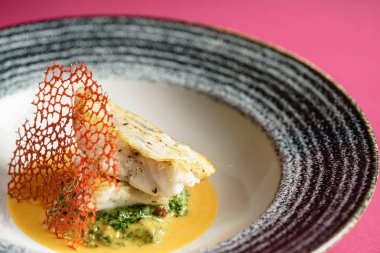 Ispanaklı, lezzetli zander yakın çekim