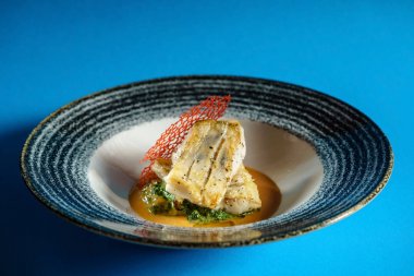 Ispanaklı, lezzetli zander yakın çekim