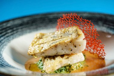 Ispanaklı, lezzetli zander yakın çekim