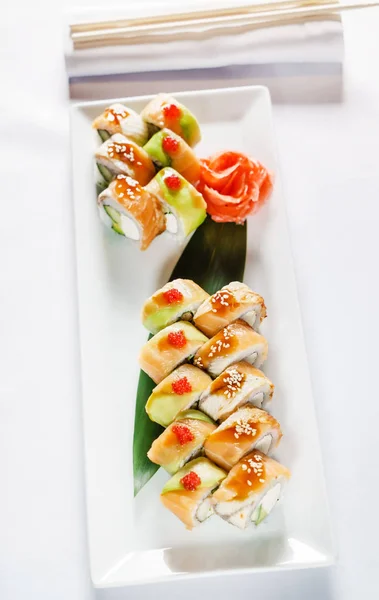 Set Sushi Table Close — Stock Photo, Image