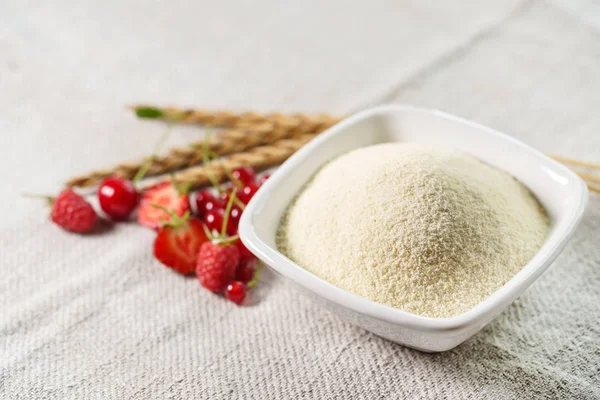 Raw Unprepared Semolina Bowl Close — Stock Photo, Image