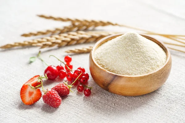 Raw Unprepared Semolina Bowl Close — Stock Photo, Image