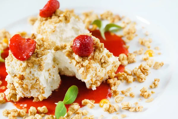 Quark Dessert Aus Nächster Nähe — Stockfoto