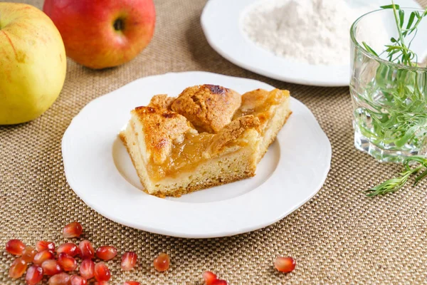 Fresh Apple Cake Close — Stock Photo, Image