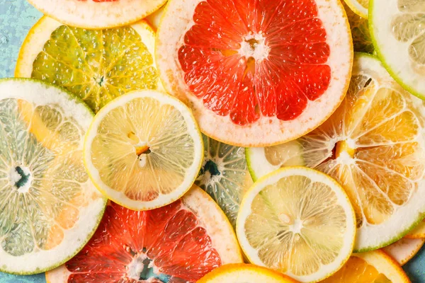 Färsk Saftiga Citrus Skivor Närbild — Stockfoto