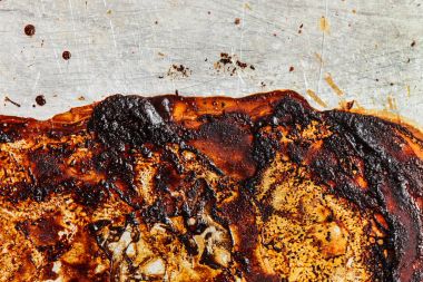 fırın tepsisini pişirme kirli, yakın çekim