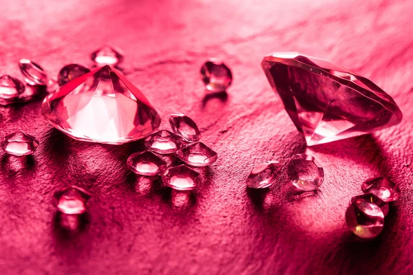 Different Beautiful Diamonds Close — Stock Photo, Image