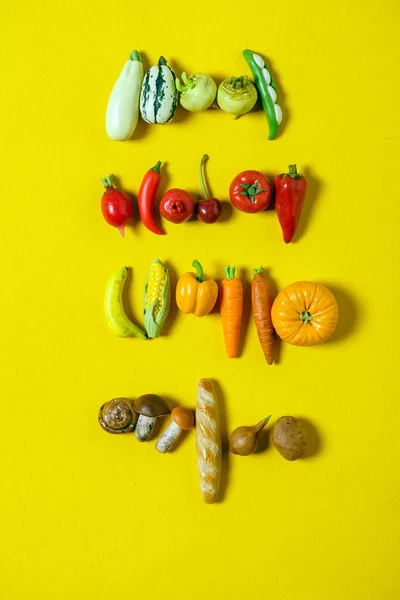 plastic fruits and vegetables, close up