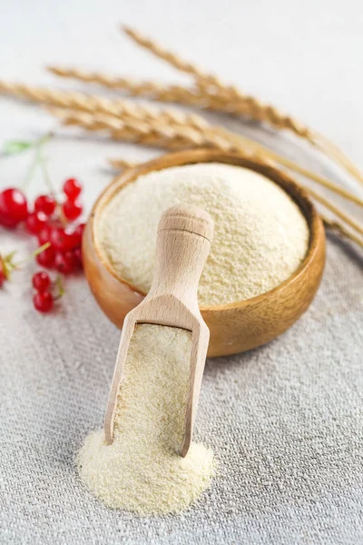 Raw Unprepared Semolina Bowl Close — Stock Photo, Image