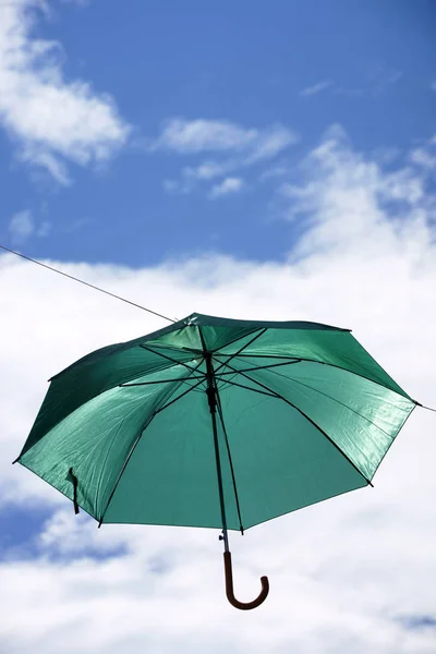 Umbrella Flying Blue Sky Close — Stock Photo, Image