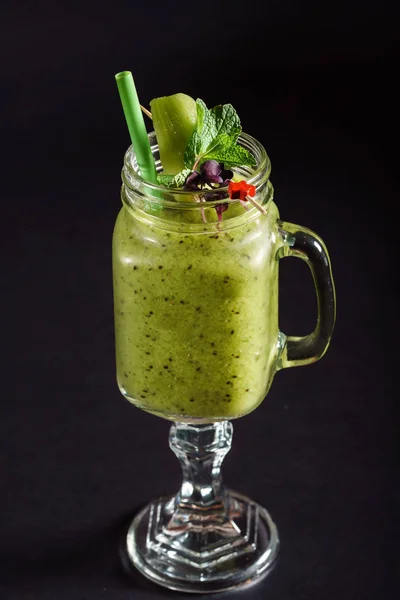 Green Smoothie Glass Close — Stock Photo, Image