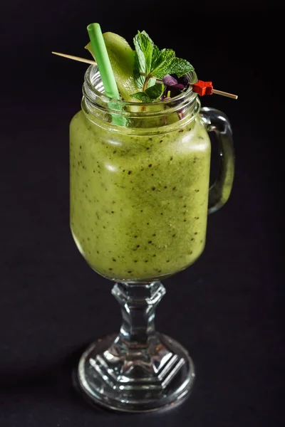 Green Smoothie Glass Close — Stock Photo, Image