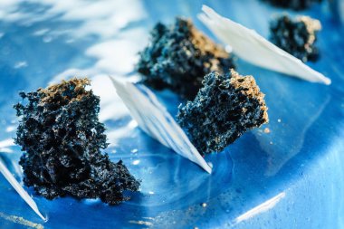 Pasta krema ile mavi, yakın çekim 