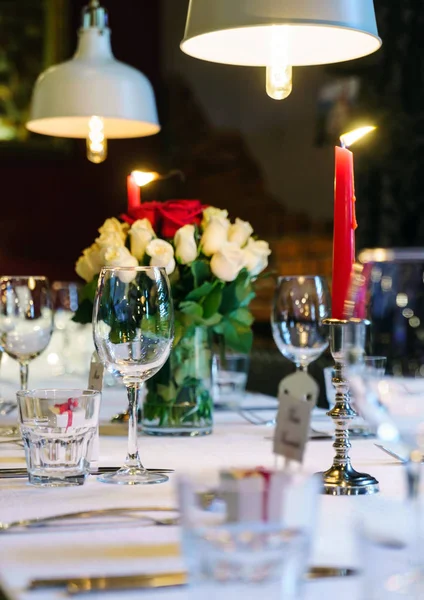 Table Mariage Avec Bougies Gros Plan — Photo