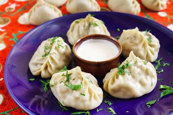 Knödel Manti Traditionelles Fleischgericht Aus Zentralasien Truthahn Mongolei Kore — Stockfoto